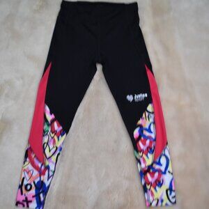 Girls Justice Leggings Size 7/8 Small Graffiti Print Stretch Pants